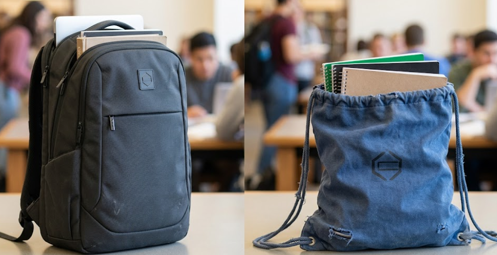 A Comparison Of Two Distinct Backpacks Displayed Next To A Laptop Illustrating Their Design And Functionality