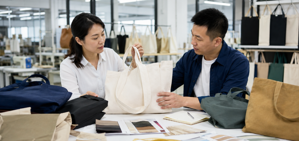 Canvas Tote Bag Design Meeting With Manufacturer