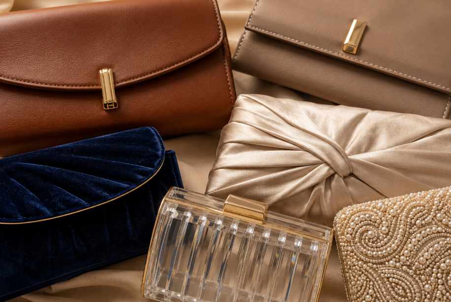 Clutch Bags Made From Leather Satin Velvet And Acrylic
