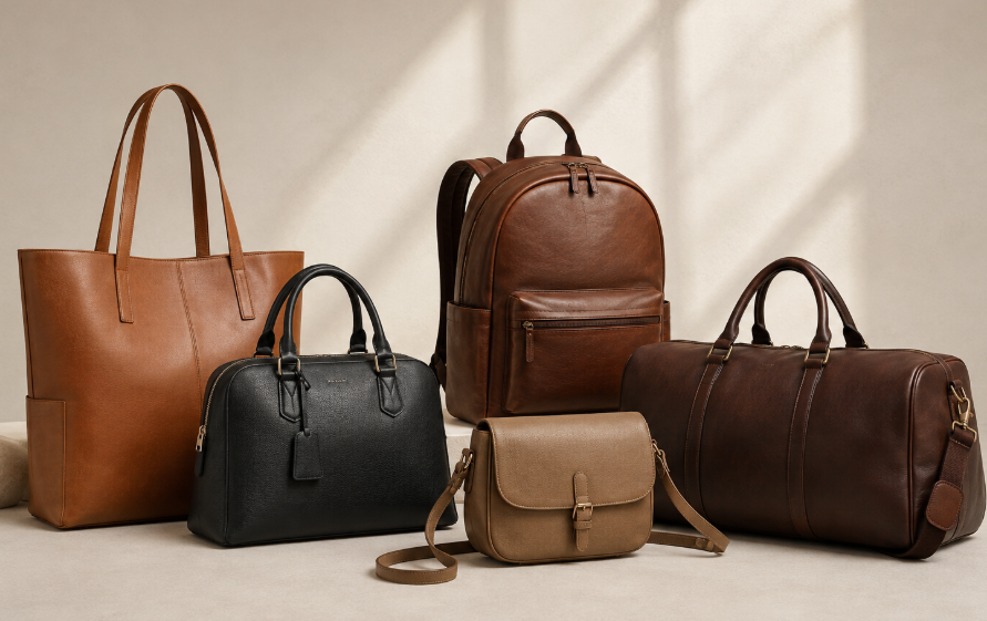 Collection Of Custom Leather Handbags Backpacks And Travel Bags