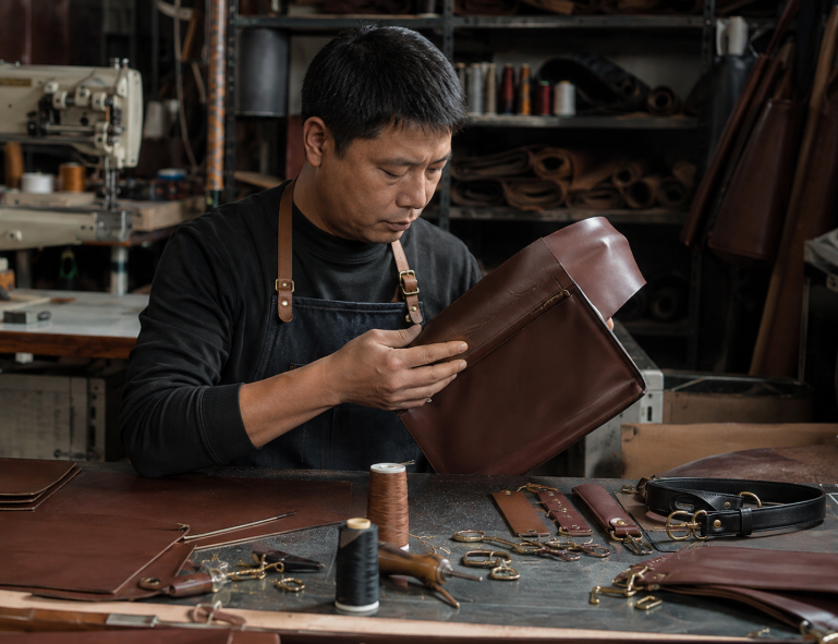 Leather Bag Quality Inspection In Workshop