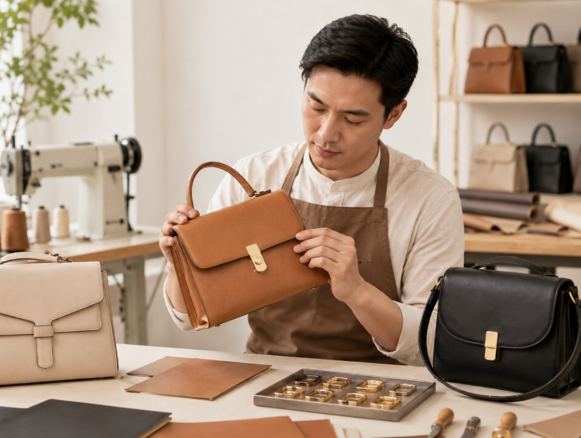 Leather Handbag Quality Inspection In A Workshop