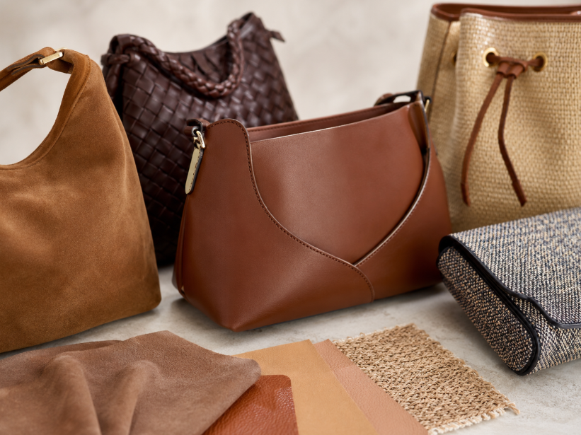 Leather Suede Woven And Raffia Handbag Materials
