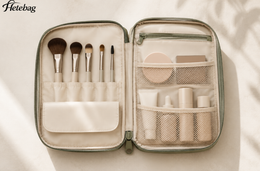 Custom Makeup Bag With Brush Holders And Interior Compartments
