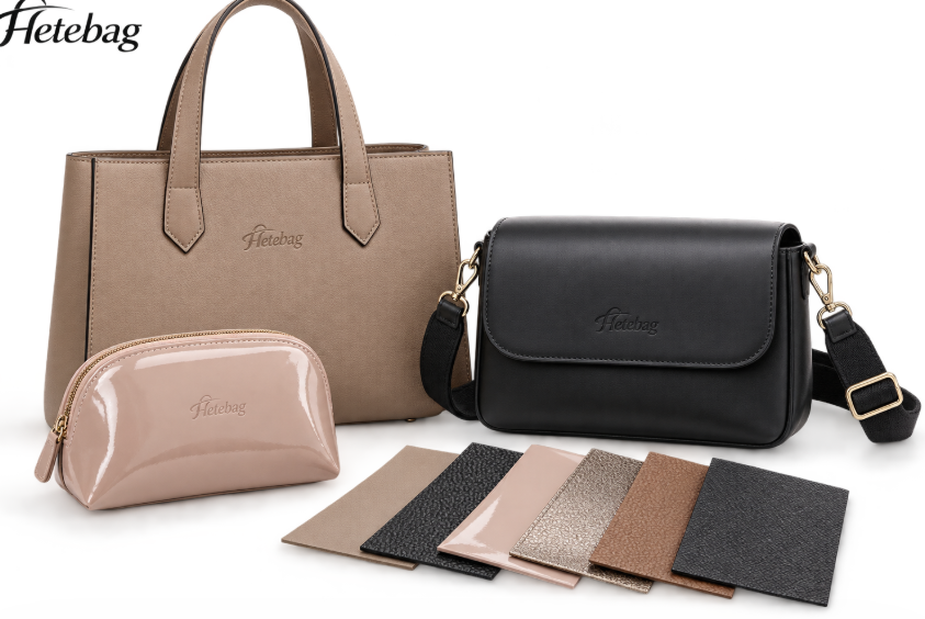Custom Tote Crossbody Bag Makeup Pouch And Synthetic Leather Swatches