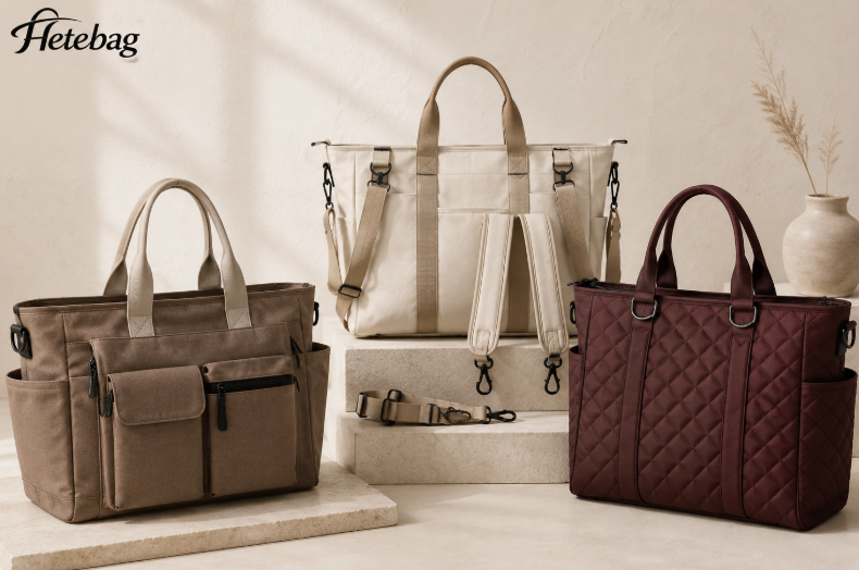 Pocket Convertible And Quilted Tote Bag Styles For Custom Manufacturing