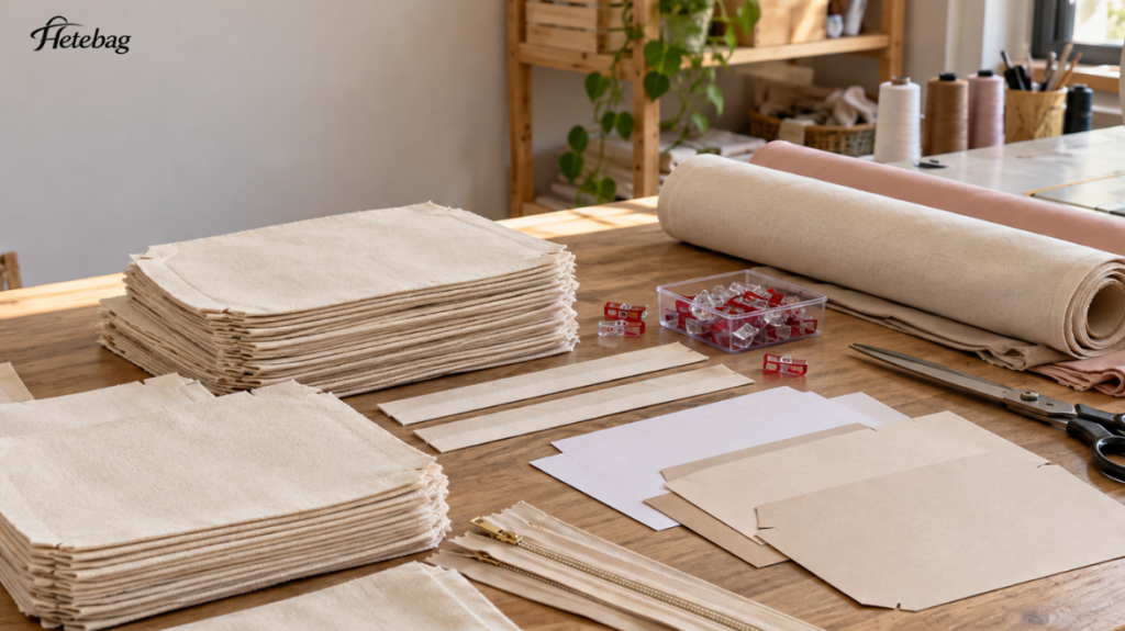 Canvas Pouch Panels Prepared For Sewing
