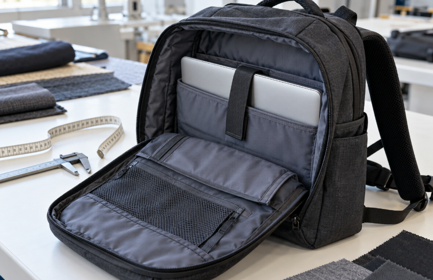 Laptop backpack materials and accessories