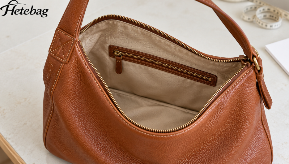 Taupe Hobo Bag With A Cotton Dust Bag And Kraft Box