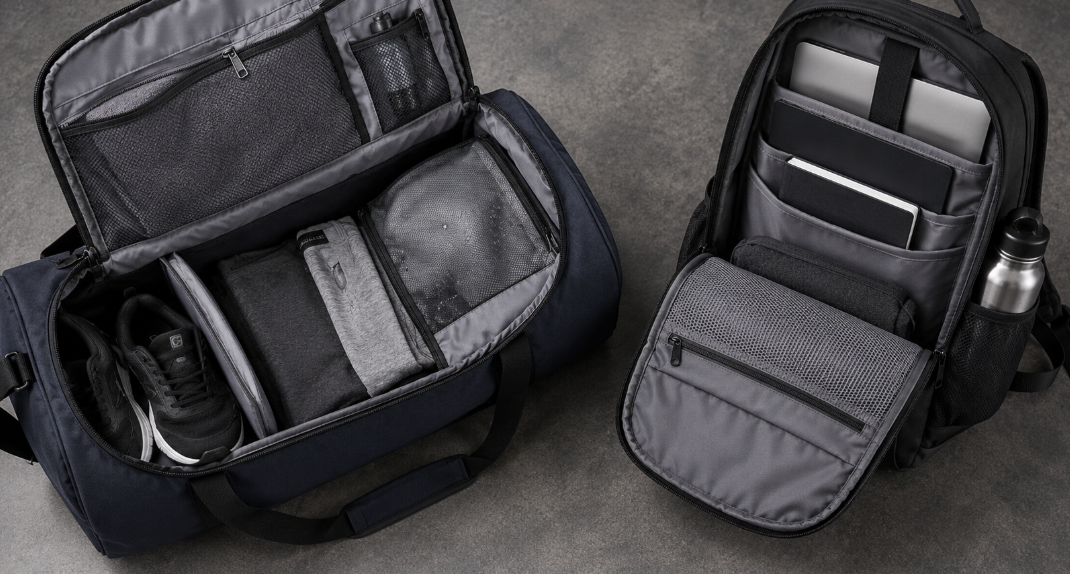Gym Bag And Backpack Compartments For Fitness Gear Organization