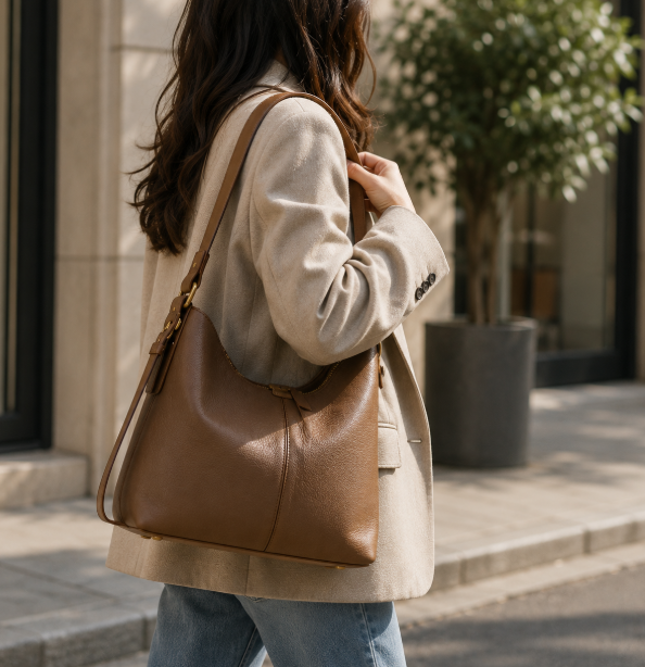 Woman Carrying A Shoulder Bag