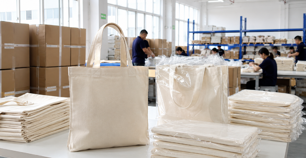 Canvas Tote Bags Packed For Bulk Shipping