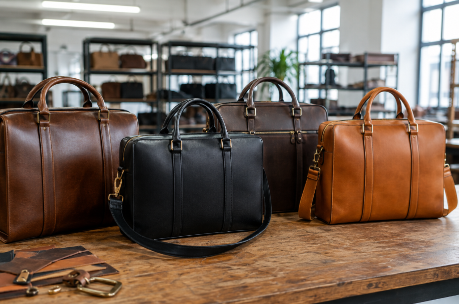 Custom Leather Briefcases In A Bag Factory
