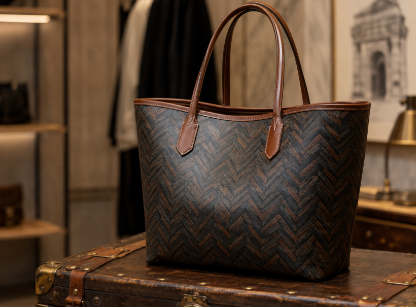 Heritage Luxury Tote Bag With Leather Trim