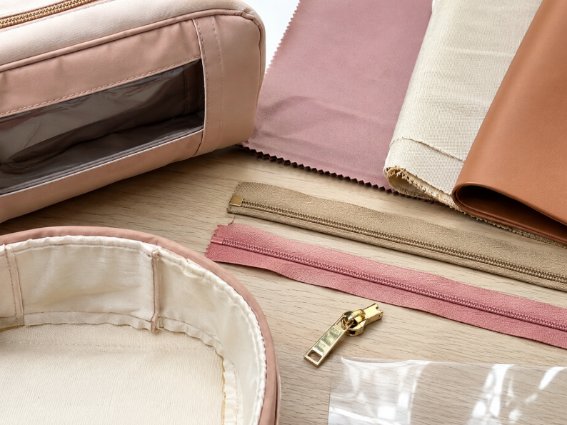 Makeup Bag Materials Zippers Lining And Fabric Samples